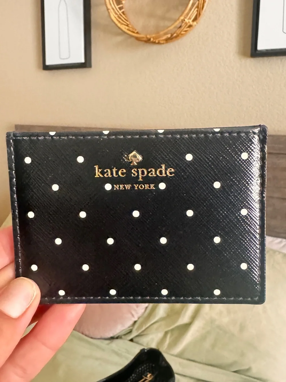 kate spade Black Patent Leather Tote with Quilted Circle Pattern